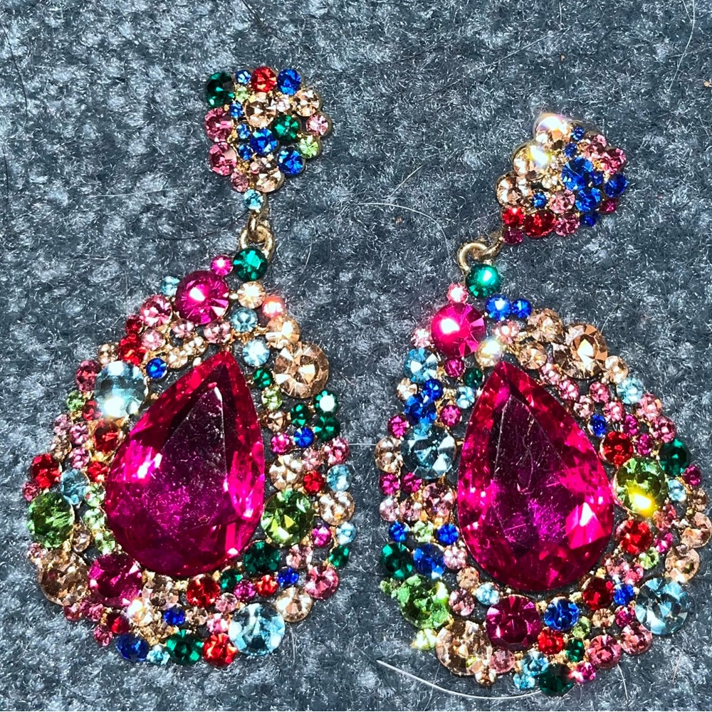 Rainbow statement earrings